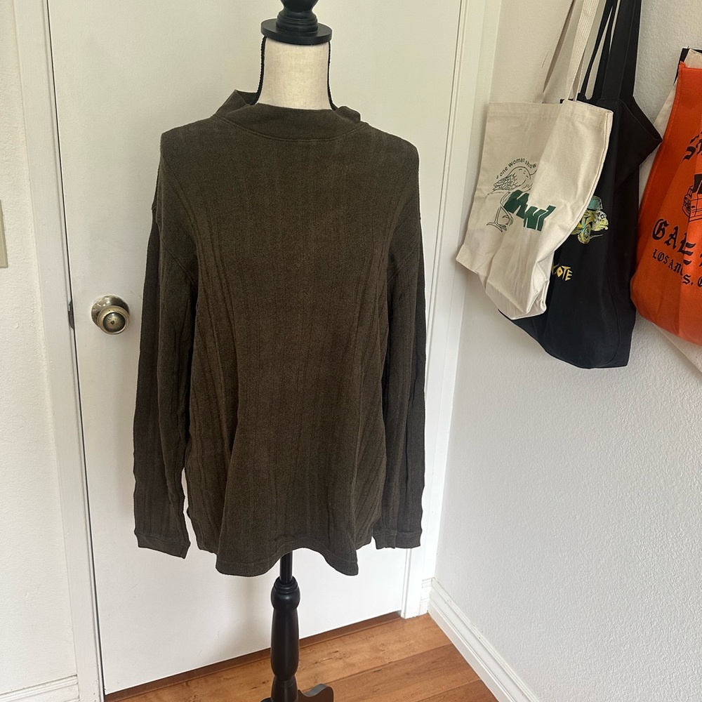 Olive Green High Turtleneck Sweater